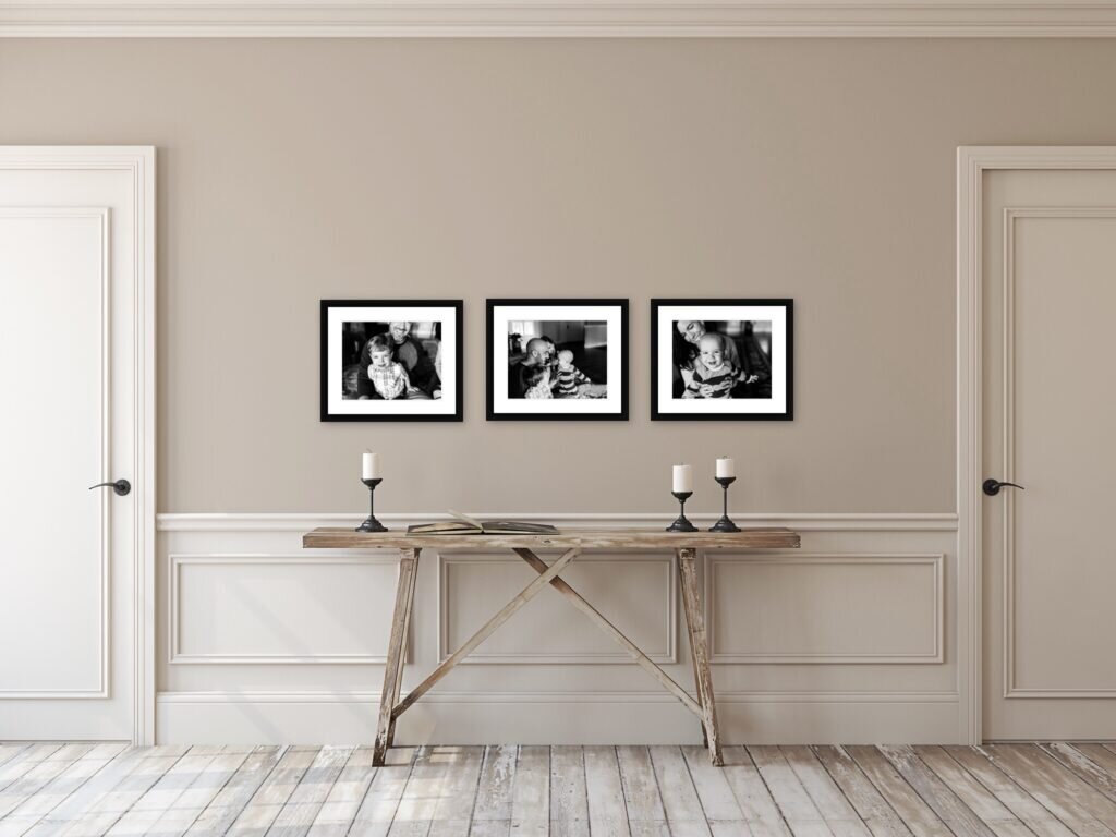 framed black and white portraits