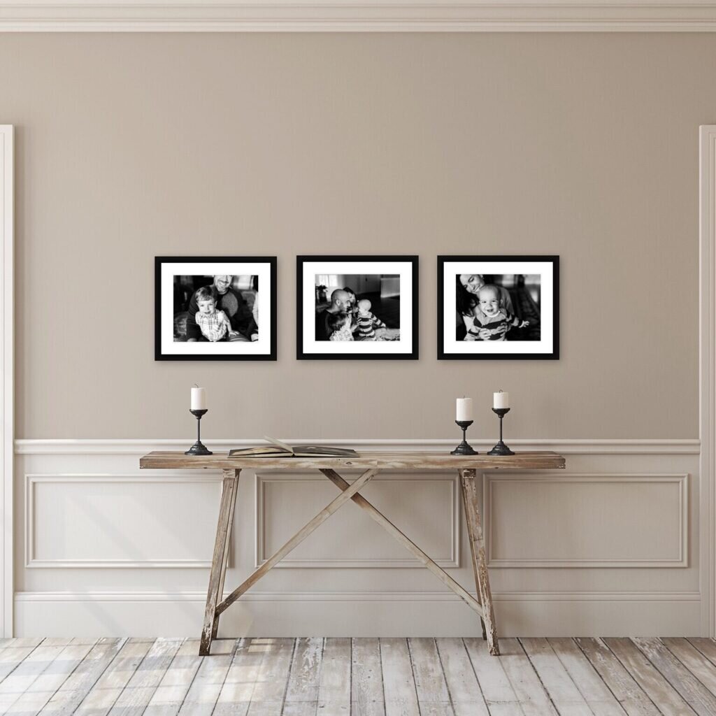 framed black and white portraits