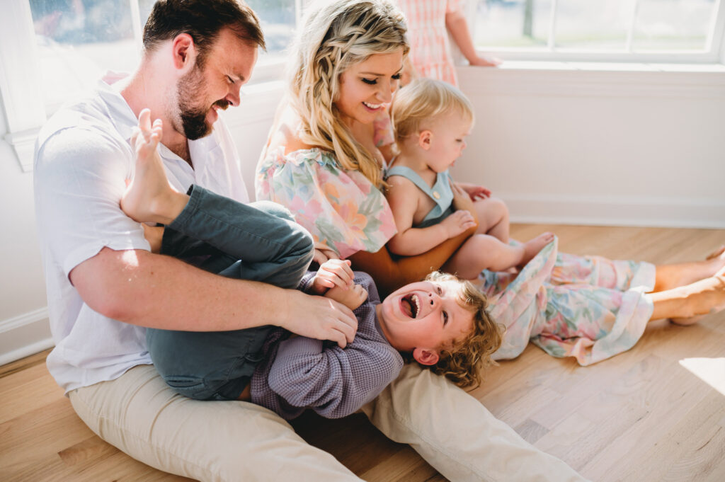 happy family during photo session 