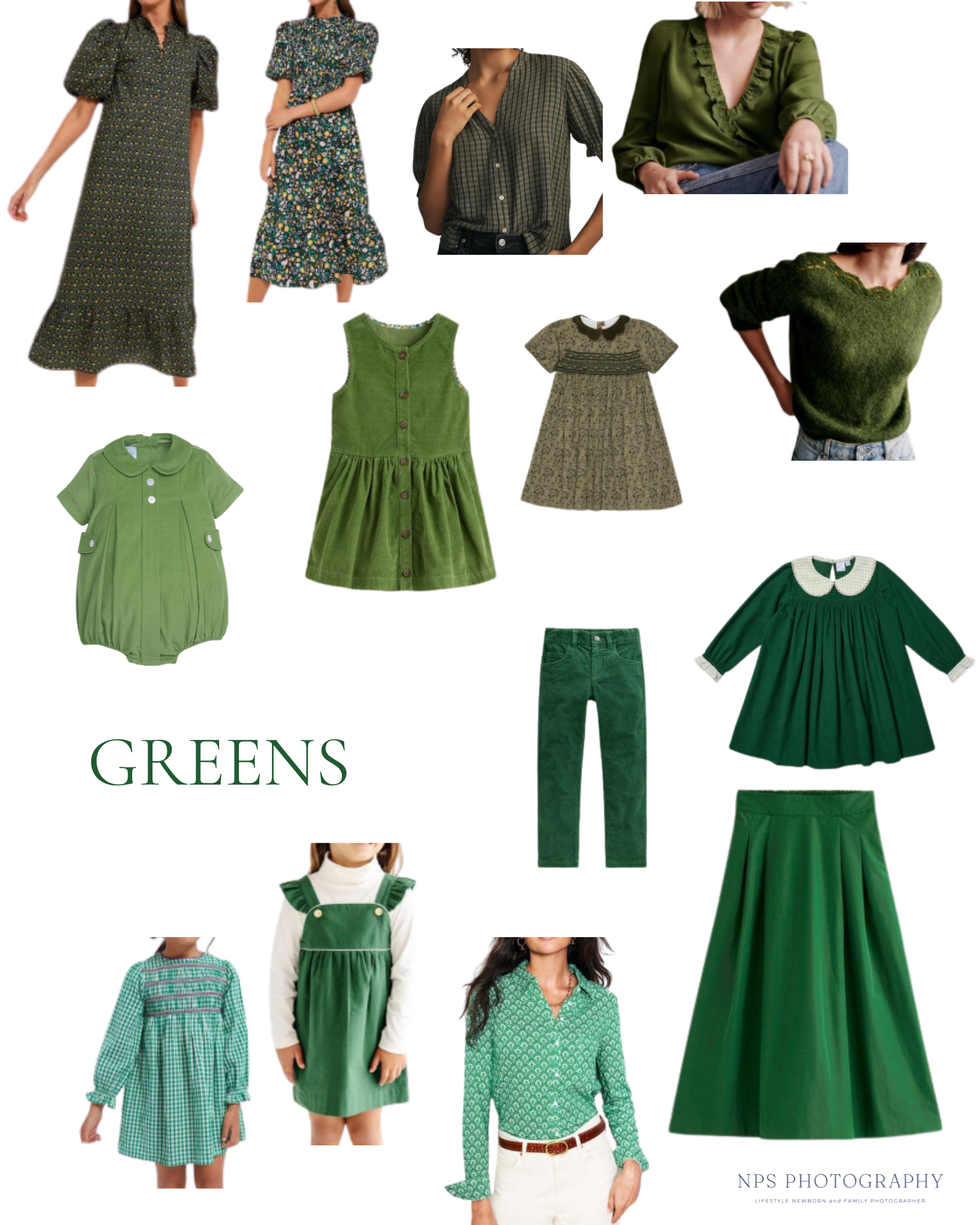 green clothing options for mom and kids