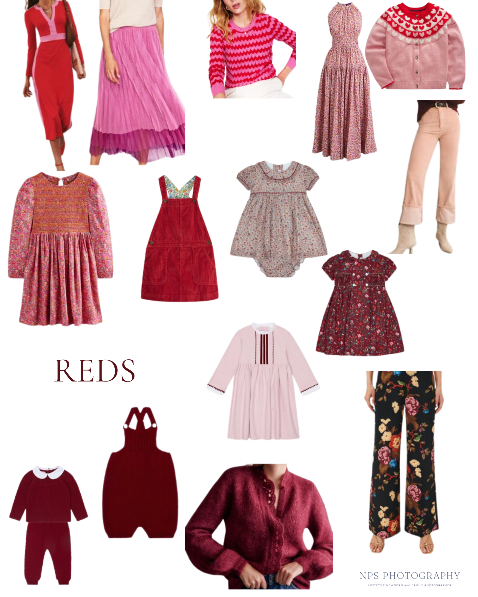 red and pink clothing choices for fall family photos