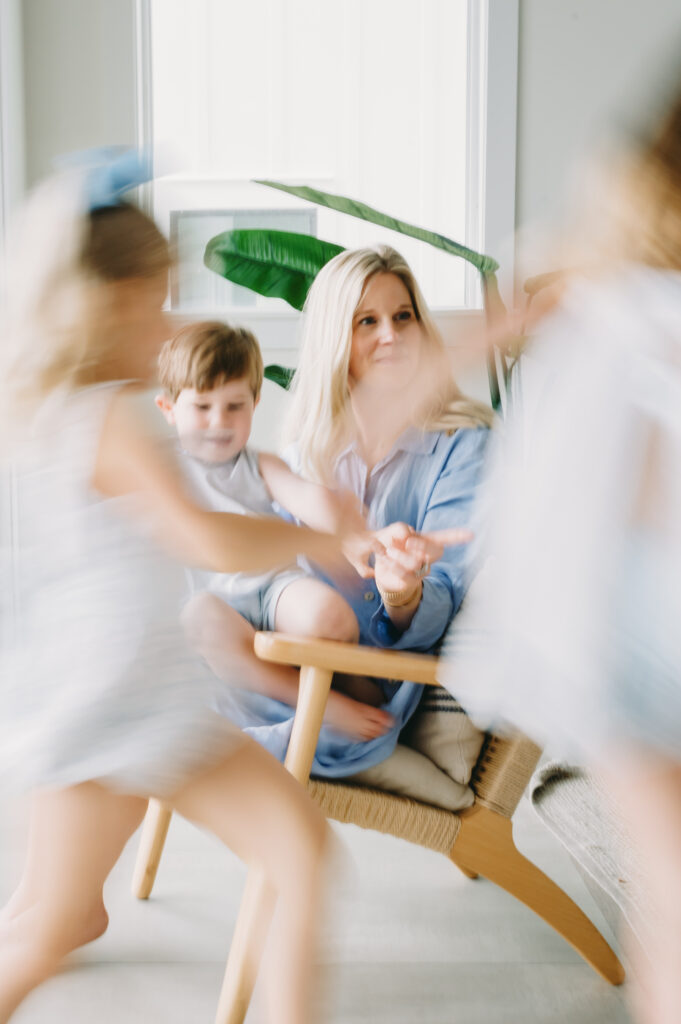 Mother’s Day Ideas in Washington DC: Brunch & Gifts She’ll Love - NPS Photography Chevy Chase MD mom playing with kids - motion blur